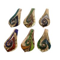 Gold Sand Lampwork Pendants, mixed colors, 32x62x12mm, Hole:Approx 6mm, 12PCs/Box, Sold By Box