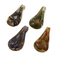 Gold Sand Lampwork Pendants, mixed colors, 31x59x16mm, Hole:Approx 7mm, 12PCs/Box, Sold By Box