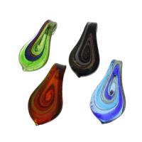 Colgantes de Cristal de Murano con Arena Dorada, color mixto, 31x60x15mm, agujero:aproximado 8mm, 12PCs/Caja, Vendido por Caja