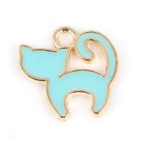 Zinc Alloy Bracelet Findings Cat gold color plated enamel nickel lead & cadmium free 13mm Sold By Bag