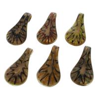 Gold Sand Lampwork Pendants, mixed colors, 32x59x16mm, Hole:Approx 8mm, 12PCs/Box, Sold By Box