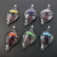 Inner Flower Lampwork Pendants, mixed colors, 33x60x15mm, Hole:Approx 8mm, 12PCs/Box, Sold By Box