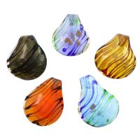 Colgantes de Cristal de Murano con Arena Dorada, color mixto, 39x51x16mm, agujero:aproximado 8mm, 12PCs/Caja, Vendido por Caja