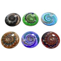 Gold Sand Lampwork Pendants, Flat Round, mixed colors, 45x11mm, Hole:Approx 7mm, 12PCs/Box, Sold By Box