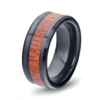 Вольфрамовое стальное кольцо для мужчин, Вольфрама сталь, с деревянный, черный покрытием, разный размер для выбора & Мужский, 8mm, размер:7-12, продается PC