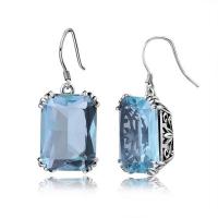 Gemstone Drop Earring, with Cupronickel, platinum color plated, for woman, more colors for choice, 30mm, Sold By Pair