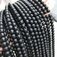 Natürliche schwarze Achat Perlen, Schwarzer Achat, rund, verschiedene Größen vorhanden & satiniert, 4mm,6mm,8mm,10mm,12mm, verkauft von Strang