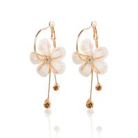 Zinc Alloy Lever Back Earring with Crystal Flower gold color plated for woman & with rhinestone nickel lead & cadmium free Sold By Lot