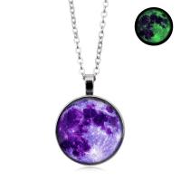 Zinc Alloy Flat Round Pendants with Glass silver color plated time gem jewelry & Unisex & luminated nickel lead & cadmium free 25*25mm Sold By Lot