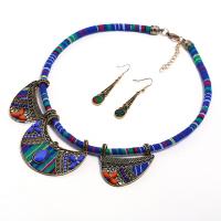 Resin Jewelry Sets, necklace, Plastic, with Resin, brass earring hook, with 50mm extender chain, for woman & with rhinestone, more colors for choice, 10*50mm,450, Length:Approx 17.7 Inch, Sold By Set