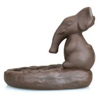 Backflow Incense Burner, Purple Clay, Elephant, 140x110x90mm, Sold By PC