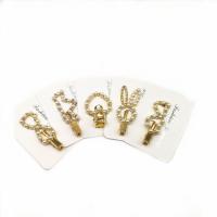 Plastic Pearl Hair Slide, with Tibetan Style, gold color plated, different styles for choice & for woman & with rhinestone, golden, 70mm, 3PCs/Lot, Sold By Lot
