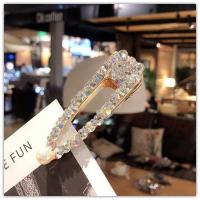 Alligator Hair Clip Rhinestone with Zinc Alloy plated & for woman & with rhinestone 25*80mm Sold By PC