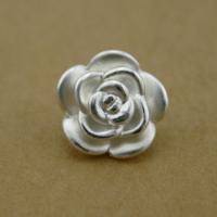 990 Sterling Silber Schieber Perlen, Rose, plattiert, keine, 12x12x7mm, Bohrung:ca. 2mm, 5PCs/Menge, verkauft von Menge
