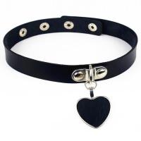 PU Leather Choker Necklace with Zinc Alloy Heart adjustable & for woman 400mm Length Approx 15.7 Inch Sold By Lot