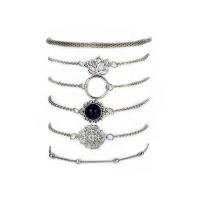 Zinc Alloy Bracelet Set with Gemstone plated 6 pieces & Adjustable & for woman nickel lead & cadmium free 48mm 51mm 53mm 59mm 65mm Sold By Pair