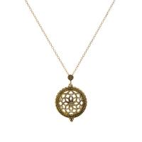 Tibetan Style Sweater Chain Necklace, with Glass & Brass, with 5cm extender chain, antique gold color plated, Unisex & oval chain & with rhinestone, nickel, lead & cadmium free, 36x43mm, Sold Per Approx 23.6 Inch Strand