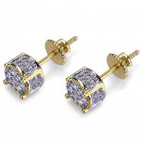 Brass Stud Earring gold color plated micro pave cubic zirconia & for woman nickel lead & cadmium free Sold By Set
