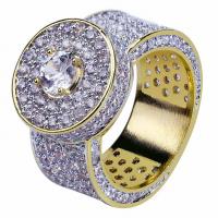 Messing Finger Ring, gold plated, verschillende grootte voor keus & micro pave zirconia & voor de mens, nikkel, lood en cadmium vrij, 17x29mm, Verkocht door PC