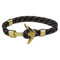 Zinc Alloy Bracelet with Polyester Cord gold color plated Unisex Length Approx 8 Inch Sold By Lot