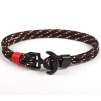 Zinc Alloy Bracelet with Polyester Cord gun black plated Unisex Length Approx 8 Inch Sold By Lot