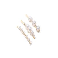Hair Slide Zinc Alloy with Plastic Pearl gold color plated & for woman nickel lead & cadmium free 90*25mm 70*20mm 60*15mm 65*12mm Sold By Lot