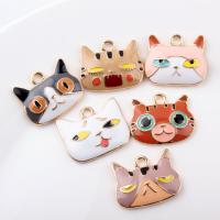 Zinc Alloy Animal Pendants Cat gold color plated & enamel nickel lead & cadmium free 14*22mm Sold By Bag