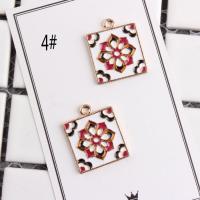 Tibetan Style Enamel Pendants, Square, gold color plated, different styles for choice, more colors for choice, nickel, lead & cadmium free, 29*37mm, Approx 10PCs/Bag, Sold By Bag