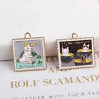 Tibetan Style Enamel Pendants, Square, gold color plated, different styles for choice, more colors for choice, nickel, lead & cadmium free, 26*28mm,24*27mm, Approx 10PCs/Bag, Sold By Bag
