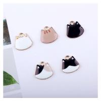 Zinc Alloy Animal Pendants Cat gold color plated & enamel nickel lead & cadmium free 15*15mm Sold By Bag