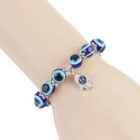 Tibetan Style Bracelet, with Resin, Hamsa, antique silver color plated, evil eye pattern & for woman, nickel, lead & cadmium free, Sold Per Approx 7 Inch Strand
