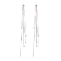 Zinc Alloy Tassel Earring with Crystal plated for woman nickel lead & cadmium free 140mm Sold By Pair