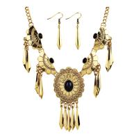 Tibetan Style Jewelry Sets, earring & necklace, with Resin, with 5cm extender chain, gold color plated, twist oval chain & for woman, more colors for choice, nickel, lead & cadmium free, 49mm,40mm, Length:Approx 11 Inch, Sold By Set
