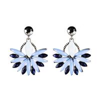 Zinc Alloy Drop Earrings with Crystal silver color plated for woman nickel lead & cadmium free Sold By Pair