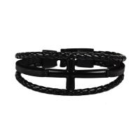 PU Leather Bracelet with Zinc Alloy Cross plated multilayer & for man nickel lead & cadmium free Sold Per Approx 8.4 Inch Strand