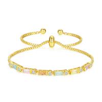 Cubic Zirconia Micro Pave Brass Bracelet, with 50mm extender chain, plated, micro pave cubic zirconia & for woman, more colors for choice, nickel, lead & cadmium free, 175mm,3*9mm, Sold Per Approx 6.8 Inch Strand