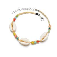 coquille de résine bracelet de cheville, avec Seedbead & corde en nylon & alliage de zinc, avec 45mm chaînes de rallonge, Placage, pour femme, multicolore, 250mm, Vendu par Environ 9.8 pouce brin