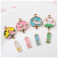 Zinc Alloy Enamel Pendants gold color plated nickel lead & cadmium free 19*25mm 7*19mm Sold By Bag