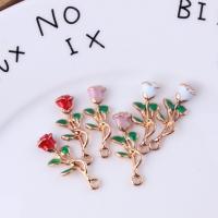 Zinc Alloy Flower Pendants Rose gold color plated enamel nickel lead & cadmium free 10*28mm Sold By Bag