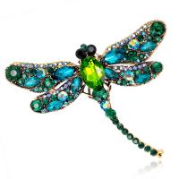 Zinc Alloy Brooches Dragonfly plated for woman & with rhinestone nickel lead & cadmium free 75*91mm Sold By PC