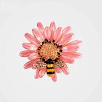 Zinc Alloy Brooches Flower gold color plated for woman & enamel nickel lead & cadmium free 37*37mm Sold By PC