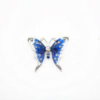 Tibetan Style Brooches, Butterfly, silver color plated, for woman & enamel & with rhinestone, more colors for choice, nickel, lead & cadmium free, 45*40mm, Sold By PC