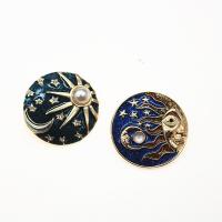 Zinc Alloy Brooches with ABS Plastic Pearl Round plated Unisex & enamel blue nickel lead & cadmium free 40mm Sold By PC