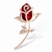 Tibetan Style Brooches, with Crystal, Rose, plated, Unisex & micro pave rhinestone, more colors for choice, nickel, lead & cadmium free, 40*60mm, Sold By PC