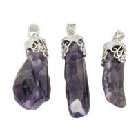 Gemstone Pendants Jewelry Amethyst purple 14*20*54mm-18*15*46mm Approx 5*6mm Sold By PC