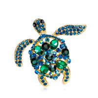 Zinc Alloy Brooches Turtle gold color plated for woman & with rhinestone nickel lead & cadmium free 46*53uff4duff4d Sold By PC