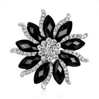 Tibetan Style Brooches, Flower, platinum color plated, for woman & with rhinestone, nickel, lead & cadmium free, 54*54uff4duff4d, Sold By PC