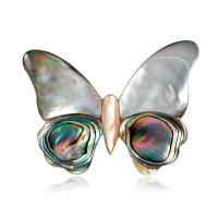 Zinc Alloy Brooches with Shell Butterfly gold color plated for woman nickel lead & cadmium free 35*46uff4duff4d Sold By PC