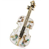 Zinc Alloy Brooches with Shell Musical Instrument gold color plated for woman nickel lead & cadmium free 20*47uff4duff4d Sold By PC