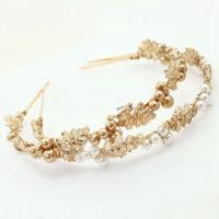 Hair Bands Zinc Alloy with ABS Plastic Pearl gold color plated for woman nickel lead & cadmium free 135mm Sold By PC